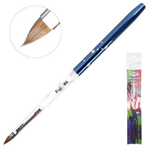 Fuji Nail Art 3D Brush Size # 4 (Blue Reversible Steel Diamond Handle) (1 Piece BLUE Color)