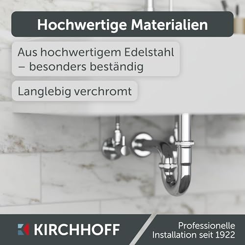 KIRCHHOFF Tauchrohr für Siphon 20cm Chrom, Rohr Verlängerung 200mm für Flaschensiphon und Röhrensiphon, 1 1/4 Zoll, extralanges Zusatzrohr für Waschbecken Abfluss, Edelstahl Ablauf