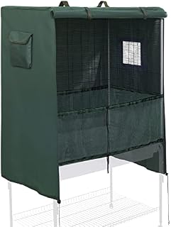 FRANK PRESSIE XL Durable Bird Cage Cover with Seed Catcher Thick Waterproof Breathable Blackout for Large Birdcage Good Night for Parrots Parakeets, Dark Green (BCC-SC)