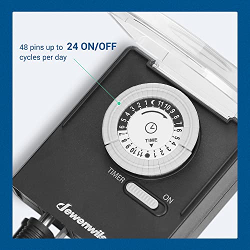Dewenwils 24-Hour Mechanical Light Timer With 2Ft Long Cord, Waterproof Electrical Timer With Grounded Outlet, Plug In Timer Switch For String Lights, 15A, 1/2 Hp, Ul Listed #TOP2