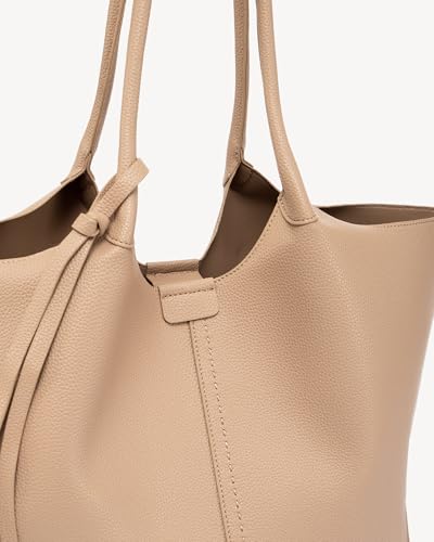 Image of NEWBELLA Tote Bag for Women, Vegan Leather Crossbody Shoulder Bag, Top Handle Satchel Purse for Work, Travel, Daily Use (Apricot-Tote)