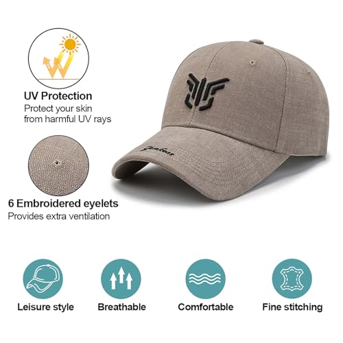 Enwokran Baseball Cap for Men with Adjustable Buckle, Unisex Peaked Embroidery Breathable Summer Sun Hat Sports Cap for Outdoor Causal Coton Trucker Hip Hop Dad Hat (Khaki) - Image 2