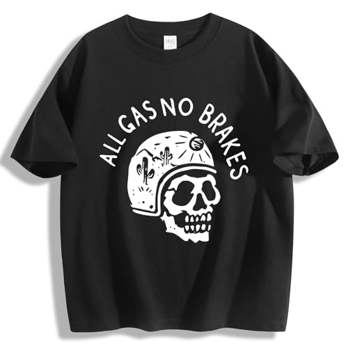 All Gas No Brakes Kids Casual Soft Cotton Crew Neck Short Sleeve T-Shirt for Boys & Girls