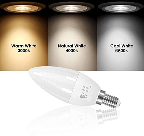 WTL E14 LED Candle Light Bulbs 6W Cold White 6500K Small Screw LED Bulbs 50W Equivalent, 500lm C37 Non-dimmable E14 Low Watt LED Bulb,6 Pack [Energy Class A+]