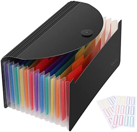 Uquelic Mini Accordion Receipt Organiser - 13 Pockets Expanding Coupons Storage Plastic Receipt Folder Document Wallet for Bills/Coupons/Tax Receipt(10 x 5 inch) (Black)