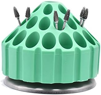 Oral Dentistry Dental Grinding Head Box Bur Holder 360 degree Rotating Honeycomb Grinding Tips Bit Stand Storage Rack Display Rack Bur Box Bur Holder (Green)