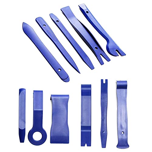 Outils Demontage Garniture Auto,Universel Car Trim Removal Tools Kit,11 PCS Outil de Suppression Audio,Multifonction Outil Démontage Installation,Cales de Montage universelles pour Voiture,Blue Cover