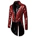 Générique Tailcoat de fête à Paillettes Brillantes pour Hommes Smoking de Mariage décontracté de Luxe Blazer de Bal d'étudiants Coupe Slim à Revers crantés (Rouge,M)