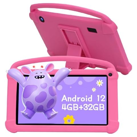 YQSAVIOR Kids Tablets, Android 12 Tablet for Kids, 4GB RAM 32GB ROM Toddler Tablet 7 inch IPS Screen, Parental Control, 2+5MP Dual Camera, Shockproof Case for Educational, Games Cover