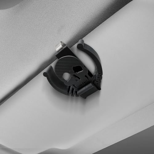 Image of Car Visor Clip Holder for ZYN,Universal high-Temperature Resistant Sun Visor Accessories for Nicotine Bag cansInterior Car Accessories for Organization,Fit Most of The Auto (Black Skull)