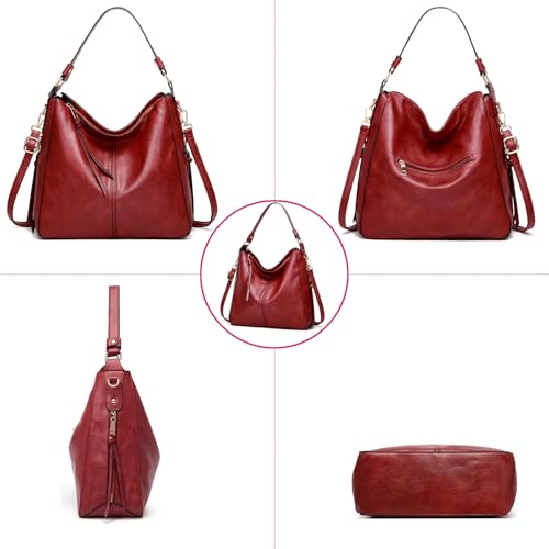 Bolso Hobo de diseño para mujer grande en rojo miniatura 5