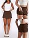 LOMON Womens Mini Skirts with Shorts Underneath Y2k Sexy Club Date Night Party Outfits High Waist Bodycon Micro Halloween Skort Trendy Spring Streetwear (Coffee, S)
