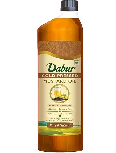 Image of Dabur Cold Pressed Mustard Oil 1L | Healthy Cooking Oil | Goodness of Omega 3 & 6 | Perfect blend of Health, Taste & Aroma