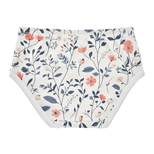 ZZKKO Farmhouse Floral Leaves Girls Underwear Toddler Panties for Girls Comfort Brief Size 2-8T2