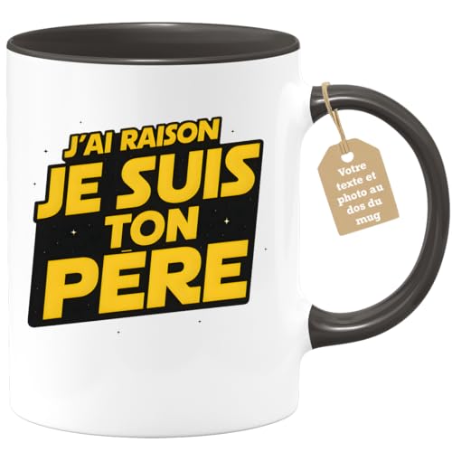 quotedazur Café-Croissant - Mug Personnalisé Papa Texte Photo - Tasse Fête Des Pères J'ai Raison Je Suis Ton Père - Cadeau Drôle Papounet -...