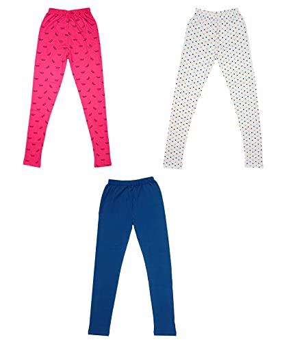Image of indi weaves Girls Printed Cotton Legging and Solid Cotton Legging [Pack of 3] Multicolor219