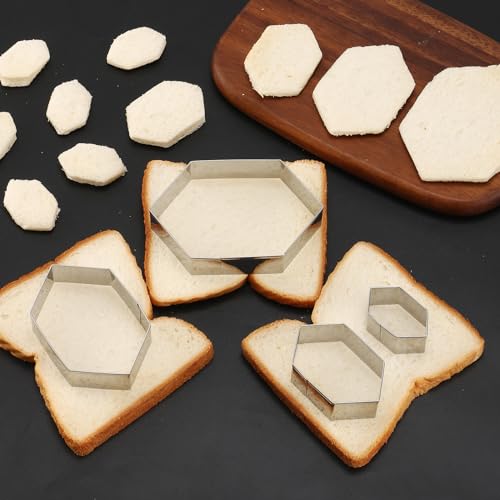 Hexagon Cookie Cutter Set 4 Sizes- 5 Inch, 4 Inch, 3 Inch, 2 Inch Stainless Steel Geometric Gem Cookie Cutters Shapes Molds - Thumbnail 4