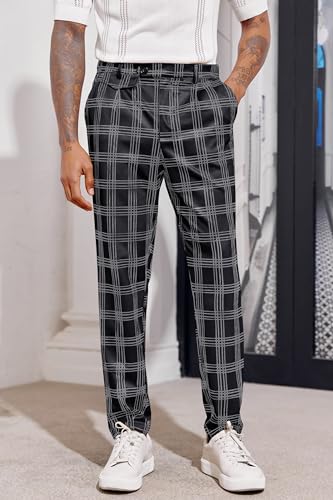 Image of Mens Chinos Slim Fit Pants Stretch Tapered Dress Pant Casual Trousers
