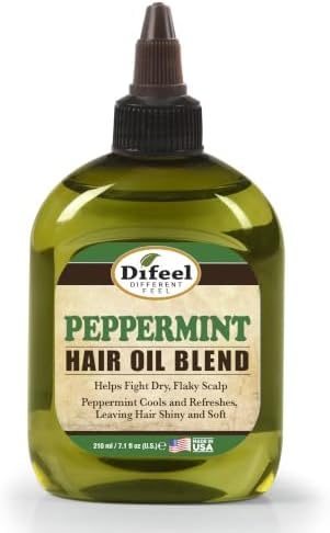 Difeel Peppermint Hair Oil Blend 7.1 Ounce - For Dry & Flaky Scalp, Cools & Refreshes Hair, Leaves Hair Shiny & Soft, Provides Immediate & Long Lasting Benefits For Hair