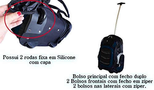 Mochila Masculina Carrinho De Rodinha Escolar Juvenil Notebook (Azul)
