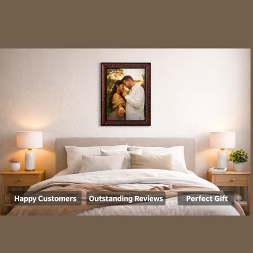 Image of AARVI Customized Photo Frame | Personalized Picture Frame with Photo Upload | Anniversary, Birthday & Wedding Gift for Couples & Family | A4 Size Black Wooden Frame