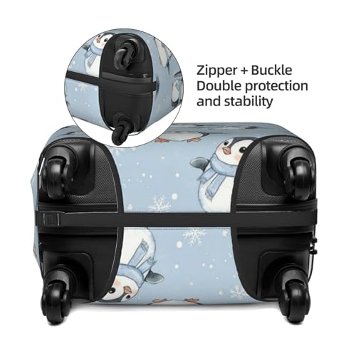 Cute Penguins Snowflake Luggage Cover Protector Elastic Washable Anti-Scratch Suitcase Covers With Zipper Closure For Luggage 18-32 Inch Large4