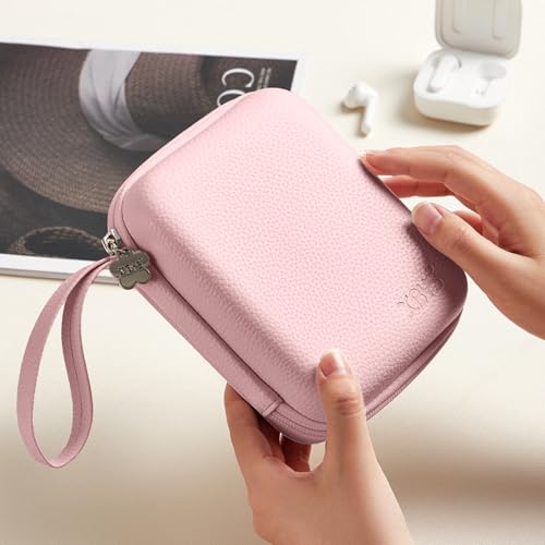 Linpr Universal Kabeltasche, Tragbare Elektronik Zubehör Tasche, Kleine ReiseKabelorganizer für Elektronik Zubehör, MacBook-Netzadapter, Ladekabel, USB-Stick, Powerbank (Rosa, L)