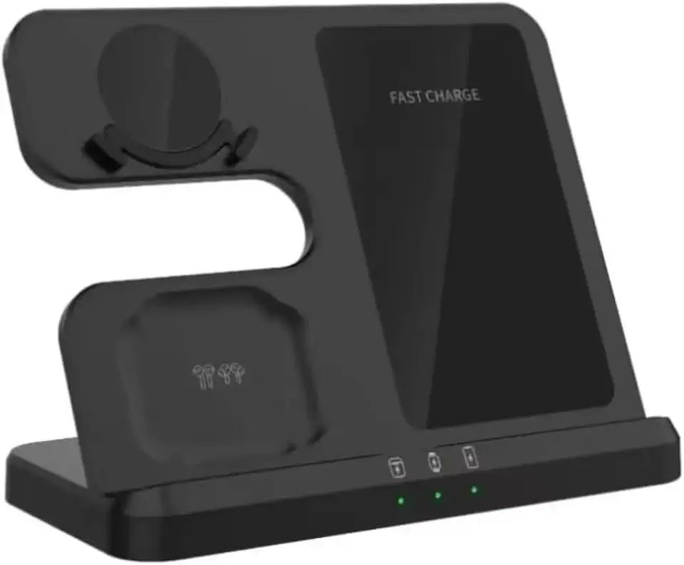 Base de carregamento sem fio 3 em 1 para Samsung S25-S21 Z Fold 5 4 3 S24 S23 Galaxy Watch 2-7 Active 2 Earbuds Pro Suporte de carregamento rápido (preto)