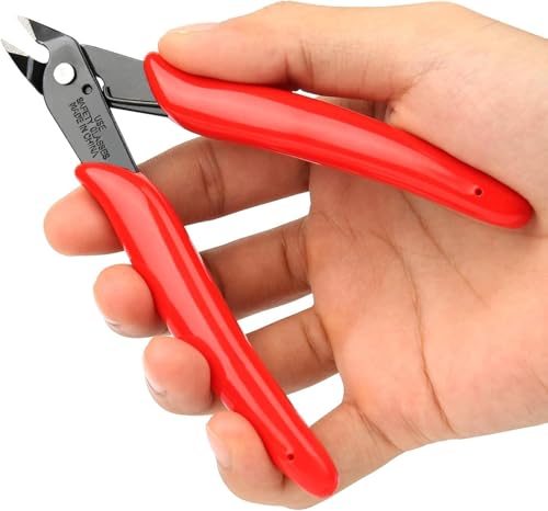Image of BOENFU Precision Wire Cutter Zip Tie Cutters Flush Cutters Nippers Small Side Cutting Pliers for 3d Print, Plastic Models, Jewelry, Electronics, Red, 1-Pack