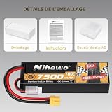 Nihewo lot de 2 batteries LiPo 2S 7500 mAh à prise XT60 photo 6