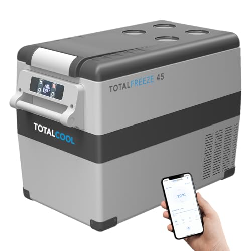 TotalFreeze 12 Volt Car Fridge - Dual Zone Compressor Camping Freezer - Electric Fishing Coolbox - App Controlled Outdoor Fridge Freezer - 24 Volt Portable Fridge Freezer - 45 Litre