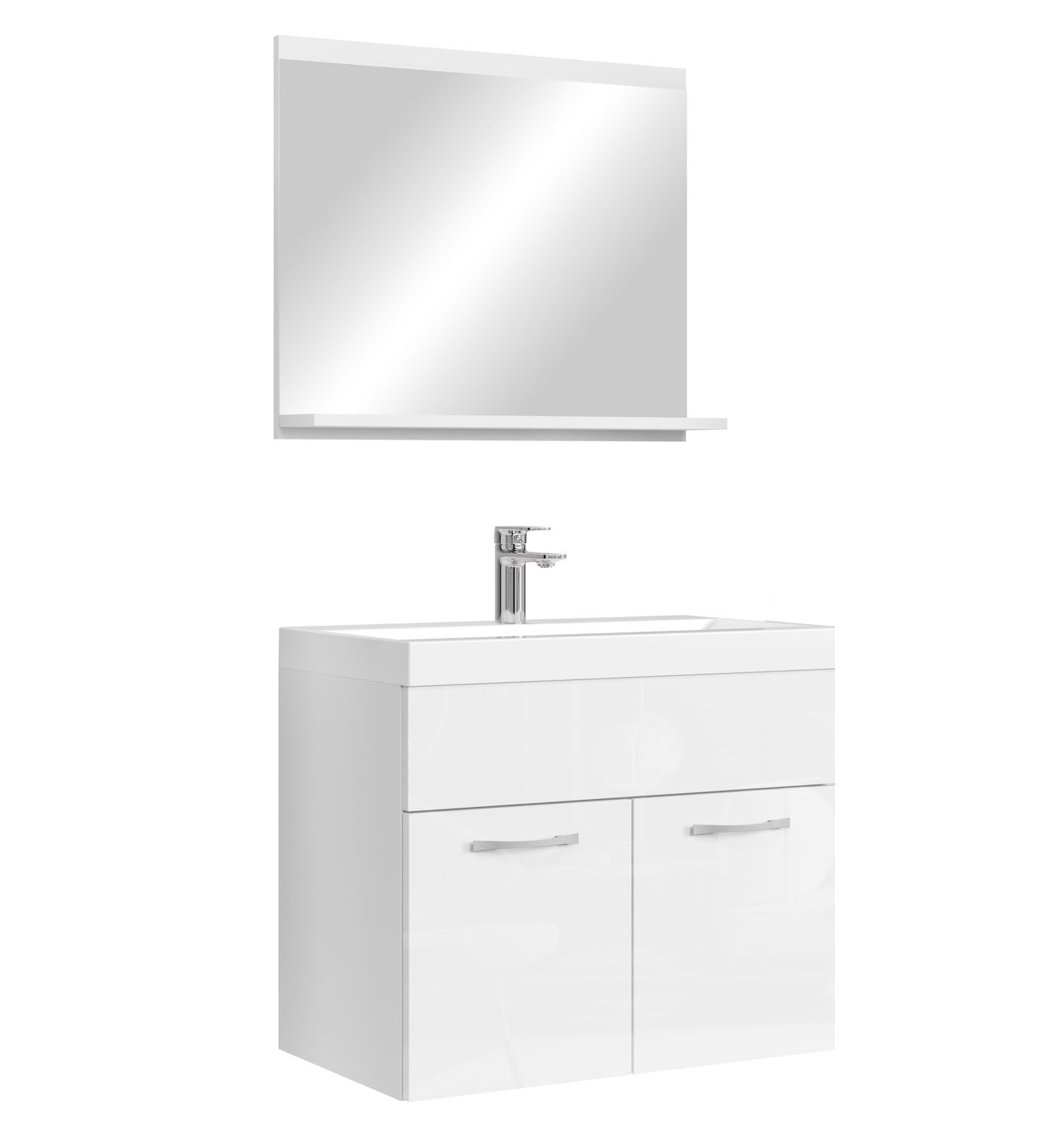 Badplaats B.V. Meuble de Salle de Bain de Montreal 02 60 cm lavabo Blanc Brillant - Armoire de Rangement Meuble lavabo evier Meubles