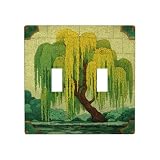 Willow Tree Piastrella quadrata doppia gang interruttore luce copertura parete interruttore Decor dimensioni standard - 11,4 x 11,4 cm