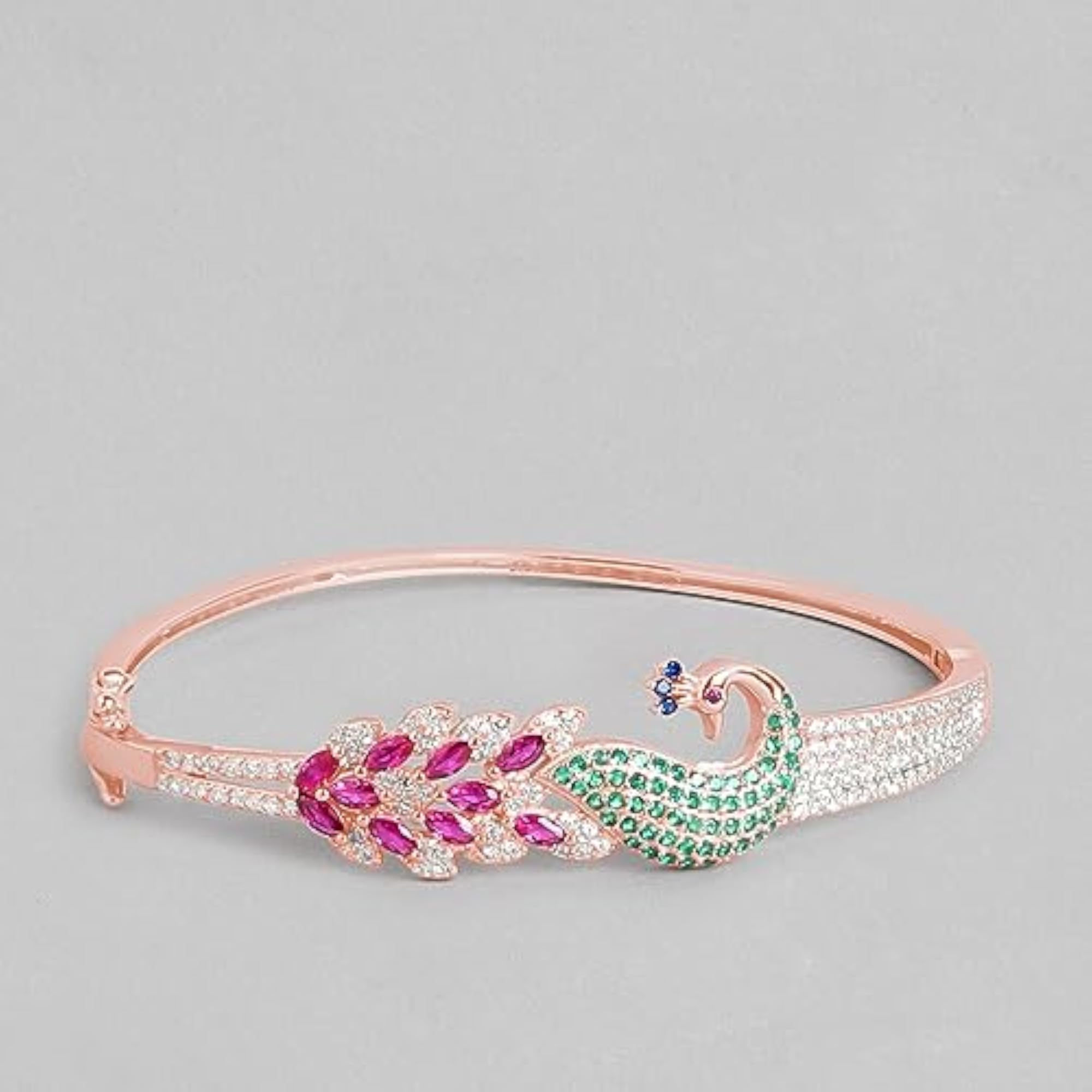 925 Silver CZ Peacock Bracelet for Women & Girls