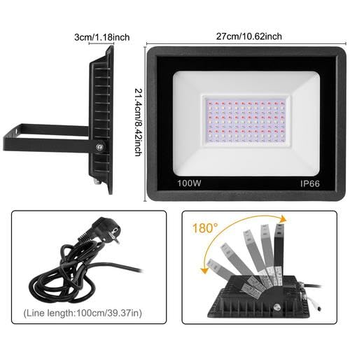 2 PACK RGB Led Strahler,100W Außenlampe Mit Fernbedienung,Aluminiumdruckguss RGB-Farbwechsel Flutlicht,Ip66 Wasserdicht,Speicherfunktion Gartenstrahler Led Außen,Discolicht,Partylicht