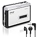 2-in-1 Cassette-to-MP3 Converter Player Recorder - Portable Battery Powered Tape Audio Digitizer, USB Walkman Cassette Player with Manual/Auto Record, 3.5mm Audio Jack, Headphones, Power Cable - Pyle