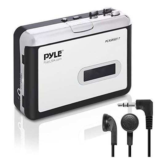 2-in-1 Cassette-to-MP3 Converter Player Recorder - Portable Battery Powered Tape Audio Digitizer, USB Walkman Cassette Player with Manual/Auto Record, 3.5mm Audio Jack, Headphones, Power Cable - Pyle