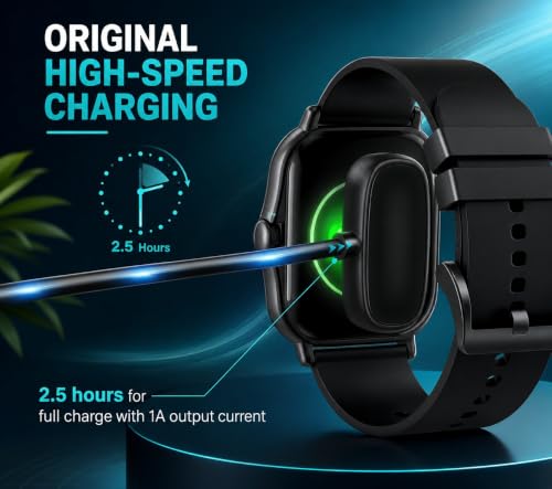 Image of Upix Fast Magnetic Charger Cable Compatible with Amazfit GTR 2, GTR 2e, GTR 2 eSIM, GTS 2, GTS 2e, GTS 2 Mini, Bip U, Bip U Pro & Pop Pro Smartwatch | 1 Meter (3.3 ft) | Black