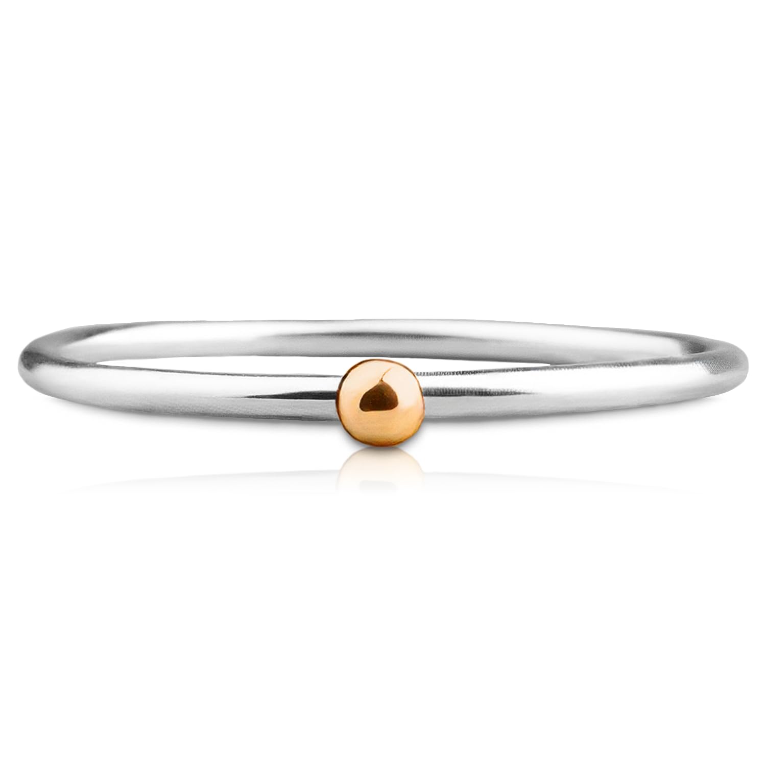 Melanie Golden Jewelry Gold Dot Ring | Mixed Metal 14K Solid Yellow Gold and Sterling Silver Stackable Stacking Band | Comfort Fit USA Sizes 4-12 (8)