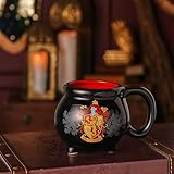 Widdop and Co Harry Potter Gryffindor - Taza de cerámica negra con interior rojo, diseño oficial del escudo de la casa Hogwarts