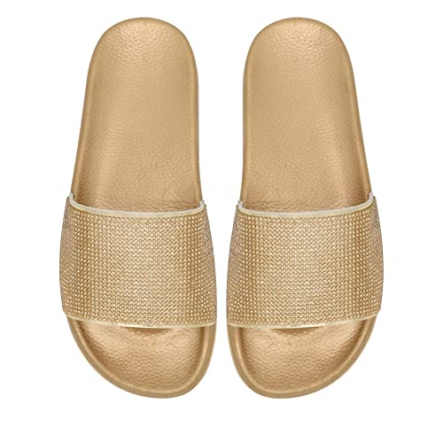 Tianmao Sandali a Punta Aperta Donna Infradito Fibbia Ciabatte Estiva Slip-on Scarpe Casuale Sandali Antiscivolo Comode Nero Oro rosa Oro Argento Numero 36-41 EU