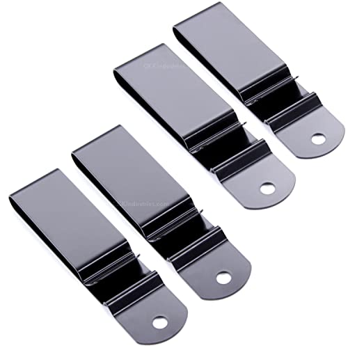 Universal Heavy Duty Metal Belt Clips - (Fits 1.75 inch Belts) - (Black) - (4 Pack) - Replacement Steel Clip Holder for KYDEX Holsters, Sheaths, Phone Cases