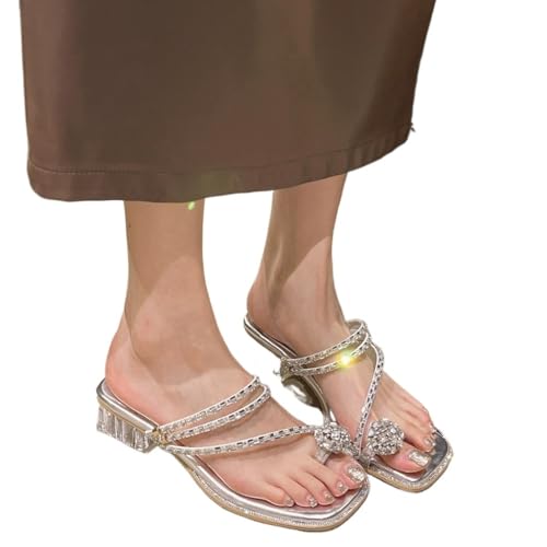 Comfortable Rhinestone Sandals Versatile for Women with Two Pairs of Slippers(38)3