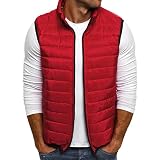 Steppweste Herren Winter Weste mit Reißverschluss Taschen Stehkragen Warm Outdoor Weste Rot Gelb Schwarz Blau Winter Weste Ärmellos Steppjacke Moderne Stylische Weste Daunenjacke