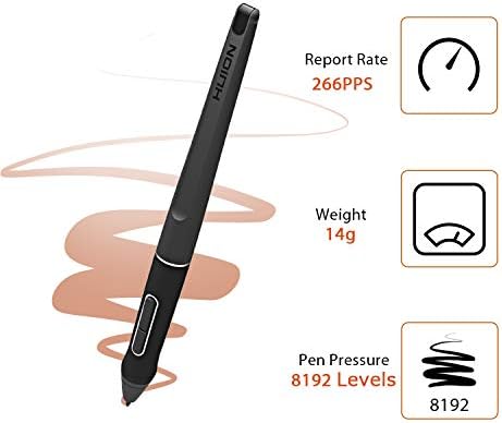 HUION Battery-Free Stylus PW507 Combined the 8192 levels of Pen Pressure with the 266PPS Highest Report Rate Compatible with KAMVAS PRO 12, PRO 13, PRO 16