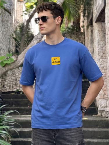 Image of Veirdo Men Bold Front & Back Printed Oversized Fit T-Shirt for Men, Cotton Fabric, Drop-Shoulder Streetwear Casual Graphic Tee, Stylish & Comfortable (OS VD UNTM BRN S)