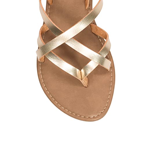 Image of Huayuanwell Women's Gladiator Flat Sandals Fisherman Strappy Sandals Ankle Strap Sandals