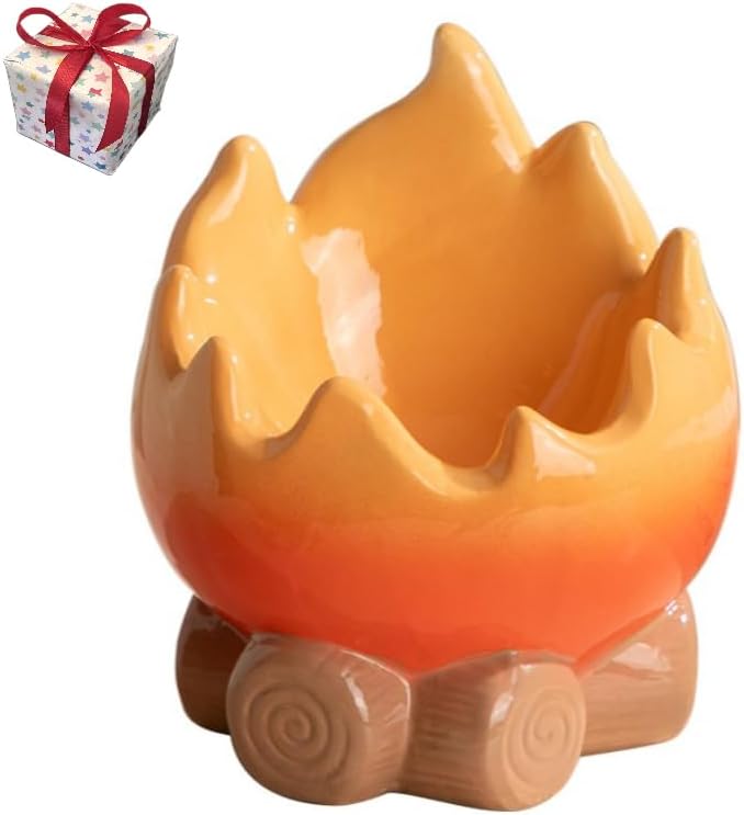 Flame Shaped Storage Jar Handmade Cartoon Decorative Ornament for Living Room Desktop Cute Storage Container