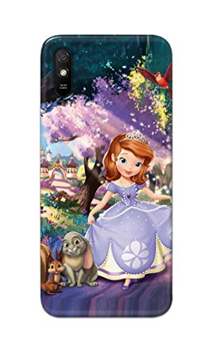 Image of PRINTFIDAA Cartoon Little Girl with Crown and Pet Animals Printed Designer Hard Case for Redmi 9A / Redmi 9i Back Cover -(e) RPM1008