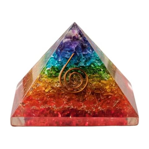 Orgonite Crystal Handmade Seven Chakra Gemstone Pyramid - Orgone Chakra Healing Stone Pyramids for Spiritual Healing, Meditaion, Yoga, Reiki Gifts, Office and Home Decor Cover